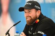 11 September 2024; Shane Lowry of Ireland during a media conference after his round in the Pro Am before the Amgen Irish Open Golf Championship 2024 at the Royal County Down Golf Club in Newcastle, Down. Photo by Brendan Moran/Sportsfile