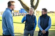 11 September 2024; Actor James Nesbitt, centre, with former champion jockey AP McCoy, right, and former rugby international Tommy Bowe during the Pro Am before the Amgen Irish Open Golf Championship 2024 at the Royal County Down Golf Club in Newcastle, Down. Photo by Sam Barnes/Sportsfile