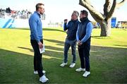 11 September 2024; Actor James Nesbitt, centre, with former champion jockey AP McCoy, right, and former rugby international Tommy Bowe during the Pro Am before the Amgen Irish Open Golf Championship 2024 at the Royal County Down Golf Club in Newcastle, Down. Photo by Sam Barnes/Sportsfile