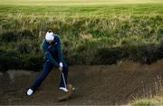12 September 2024; Padraig Harrington of Ireland plays from the bunker on the 17th fairway during day one of the Amgen Irish Open Golf Championship 2024 at the Royal County Down Golf Club in Newcastle, Down. Photo by Brendan Moran/Sportsfile