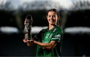 12 September 2024; Fermanagh star Eimear Smyth with her 2024 ZuCar Golden Boot award. Eimear’s tally of 8-48 for the TG4 All-Ireland Junior champions ensured that the Derrygonnelly Harps player topped the individual scoring charts across the Junior, Intermediate and Senior grades in the All-Ireland series. Photo by Seb Daly/Sportsfile