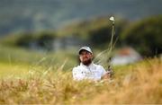 12 September 2024; Shane Lowry of Ireland watches his second shot onto the first green during day one of the Amgen Irish Open Golf Championship 2024 at the Royal County Down Golf Club in Newcastle, Down. Photo by Brendan Moran/Sportsfile