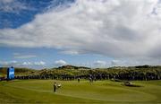 12 September 2024; Shane Lowry of Ireland lines up a putts on the first green during day one of the Amgen Irish Open Golf Championship 2024 at the Royal County Down Golf Club in Newcastle, Down. Photo by Brendan Moran/Sportsfile