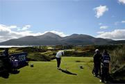 12 September 2024; Shane Lowry of Ireland plays from the fourth tee box during day one of the Amgen Irish Open Golf Championship 2024 at the Royal County Down Golf Club in Newcastle, Down. Photo by Brendan Moran/Sportsfile