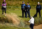 12 September 2024; Shane Lowry of Ireland chips from a bunker onto the 12th green during day one of the Amgen Irish Open Golf Championship 2024 at the Royal County Down Golf Club in Newcastle, Down. Photo by Sam Barnes/Sportsfile