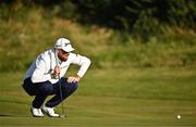 12 September 2024; Shane Lowry of Ireland lines up a putt on the 16th green during day one of the Amgen Irish Open Golf Championship 2024 at the Royal County Down Golf Club in Newcastle, Down. Photo by Sam Barnes/Sportsfile