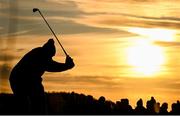 13 September 2024; Shane Lowry of Ireland watches his drive from the 10th tee box during day two of the Amgen Irish Open Golf Championship 2024 at the Royal County Down Golf Club in Newcastle, Down. Photo by Ramsey Cardy/Sportsfile