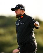 13 September 2024; Shane Lowry of Ireland reacts after his putt on the 15th green during day two of the Amgen Irish Open Golf Championship 2024 at the Royal County Down Golf Club in Newcastle, Down. Photo by Ramsey Cardy/Sportsfile