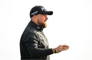 13 September 2024; Shane Lowry of Ireland acknowledges supporters after making a putt on the 17th green during day two of the Amgen Irish Open Golf Championship 2024 at the Royal County Down Golf Club in Newcastle, Down. Photo by Ramsey Cardy/Sportsfile