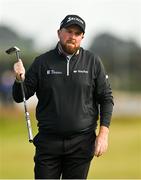 13 September 2024; Shane Lowry of Ireland reacts to a missed putt on the 18th green during day two of the Amgen Irish Open Golf Championship 2024 at the Royal County Down Golf Club in Newcastle, Down. Photo by Brendan Moran/Sportsfile