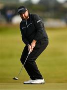 13 September 2024; Shane Lowry of Ireland reacts to a missed putt on the 18th green during day two of the Amgen Irish Open Golf Championship 2024 at the Royal County Down Golf Club in Newcastle, Down. Photo by Brendan Moran/Sportsfile