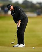 13 September 2024; Shane Lowry of Ireland putts on the 18th green during day two of the Amgen Irish Open Golf Championship 2024 at the Royal County Down Golf Club in Newcastle, Down. Photo by Brendan Moran/Sportsfile
