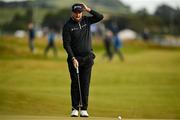13 September 2024; Shane Lowry of Ireland lines up a putt on the 18th green during day two of the Amgen Irish Open Golf Championship 2024 at the Royal County Down Golf Club in Newcastle, Down. Photo by Brendan Moran/Sportsfile