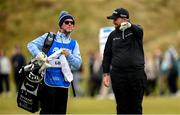 13 September 2024; Shane Lowry of Ireland in coversation with caddy Darren Reynolds on the 9th fairway during day two of the Amgen Irish Open Golf Championship 2024 at the Royal County Down Golf Club in Newcastle, Down. Photo by Ramsey Cardy/Sportsfile