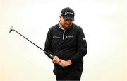 13 September 2024; Shane Lowry of Ireland reacts to a missed putt on the 9th green during day two of the Amgen Irish Open Golf Championship 2024 at the Royal County Down Golf Club in Newcastle, Down. Photo by Ramsey Cardy/Sportsfile