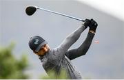 13 September 2024; Aaron Rai of England watches his drive from the 12th tee box during day two of the Amgen Irish Open Golf Championship 2024 at the Royal County Down Golf Club in Newcastle, Down. Photo by Ramsey Cardy/Sportsfile