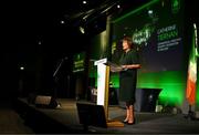 13 September 2024; Olympic Federation of Ireland commercial director Catherine Tiernan during the Team Ireland homecoming at the Dublin Castle Printworks in Dublin. Photo by David Fitzgerald/Sportsfile