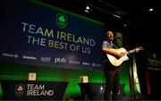 13 September 2024; Danny O'Reilly from The Coronas performing during the Team Ireland homecoming at the Dublin Castle Printworks in Dublin. Photo by David Fitzgerald/Sportsfile