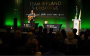 13 September 2024; Danny O'Reilly from The Coronas performing during the Team Ireland homecoming at the Dublin Castle Printworks in Dublin. Photo by David Fitzgerald/Sportsfile
