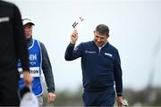 13 September 2024; Padraig Harrington of Ireland acknowledges the gallery after his round during day two of the Amgen Irish Open Golf Championship 2024 at the Royal County Down Golf Club in Newcastle, Down. Photo by Ramsey Cardy/Sportsfile