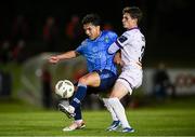 13 September 2024; Sean Brennan of UCD in action against Paddy Kirk of Bohemians during the Sports Direct Men's FAI Cup Quarter Final match between UCD and Bohemians at the UCD Bowl in Belfield, Dublin. Photo by Seb Daly/Sportsfile