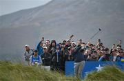 14 September 2024; Shane Lowry of Ireland drives from the second tee box during day three of the Amgen Irish Open Golf Championship 2024 at the Royal County Down Golf Club in Newcastle, Down. Photo by Brendan Moran/Sportsfile