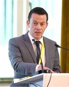 14 September 2024; FAI finance director Dan McCormack during the Football Association of Ireland's annual general meeting at the Radisson Blu St. Helen's Hotel in Dublin. Photo by Tyler Miller/Sportsfile