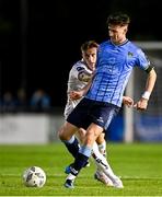 13 September 2024; Ronan Finn of UCD in action against Danny Grant of Bohemians during the Sports Direct Men's FAI Cup Quarter Final match between UCD and Bohemians at the UCD Bowl in Belfield, Dublin. Photo by Seb Daly/Sportsfile