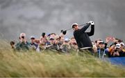15 September 2024; Shane Lowry of Ireland watches his drive from the second tee box during day four of the Amgen Irish Open Golf Championship 2024 at the Royal County Down Golf Club in Newcastle, Down. Photo by Ramsey Cardy/Sportsfile