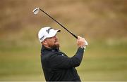 15 September 2024; Shane Lowry of Ireland watches his shot from the second fairway during day four of the Amgen Irish Open Golf Championship 2024 at the Royal County Down Golf Club in Newcastle, Down. Photo by Ramsey Cardy/Sportsfile