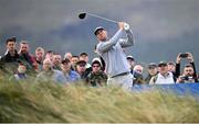 15 September 2024; Seamus Power of Ireland watches his drive from the second tee box during day four of the Amgen Irish Open Golf Championship 2024 at the Royal County Down Golf Club in Newcastle, Down. Photo by Ramsey Cardy/Sportsfile