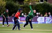 15 September 2024; Freya Sargent of Ireland during match two of the Women's T20 International Series between Ireland and England at Clontarf in Dublin. Photo by Piaras Ó Mídheach/Sportsfile