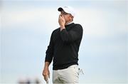 15 September 2024; Rory McIlroy of Northern Ireland reacts to a missed putt on the ninth green during day four of the Amgen Irish Open Golf Championship 2024 at the Royal County Down Golf Club in Newcastle, Down. Photo by Ramsey Cardy/Sportsfile