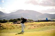 15 September 2024; Rory McIlroy of Northern Ireland plays a shot on the 15th fairway during day four of the Amgen Irish Open Golf Championship 2024 at the Royal County Down Golf Club in Newcastle, Down. Photo by Ramsey Cardy/Sportsfile