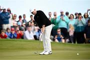 15 September 2024; Rory McIlroy of Northern Ireland putts for a birdie on the 11th green during day four of the Amgen Irish Open Golf Championship 2024 at the Royal County Down Golf Club in Newcastle, Down. Photo by Ramsey Cardy/Sportsfile