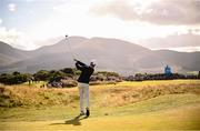 15 September 2024; Rory McIlroy of Northern Ireland plays a shot on the 15th fairway during day four of the Amgen Irish Open Golf Championship 2024 at the Royal County Down Golf Club in Newcastle, Down. Photo by Ramsey Cardy/Sportsfile