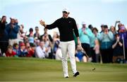 15 September 2024; Rory McIlroy of Northern Ireland after a birdie putt on the 11th green during day four of the Amgen Irish Open Golf Championship 2024 at the Royal County Down Golf Club in Newcastle, Down. Photo by Ramsey Cardy/Sportsfile
