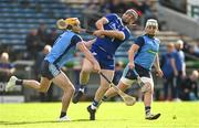 15 September 2024; Pa Bourke of Thurles Sarsfield has a shot blocked by Conor Hennessy of Nenagh Éire Óg during the Tipperary Senior Hurling Championship Quarter-Final match between Thurles Sarsfields and Nenagh Eire Og at FBD Semple Stadium in Thurles, Tipperary. Photo by Tyler Miller/Sportsfile