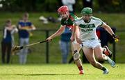 15 September 2024; Niall Shortall of Shamrocks Ballyhale is tackled by Shane Donohue of James Stephens during the Kilkenny Senior Hurling Championship Relegation Semi-Final match between James Stephens and Shamrocks Ballyhale at John Locke Park, Callan in Kilkenny. Photo by Shauna Clinton/Sportsfile