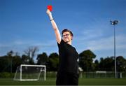 16 September 2024; FAI referee Michelle O'Neill poses for a portrait after announcing her retirement at the FAI National Training Centre in Dublin. Photo by David Fitzgerald/Sportsfile