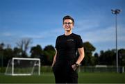 16 September 2024; FAI referee Michelle O'Neill poses for a portrait after announcing her retirement at the FAI National Training Centre in Dublin. Photo by David Fitzgerald/Sportsfile