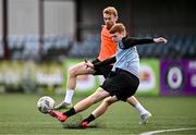 16 September 2024; Vinny Leonard, right, and Paul Doyle during a Dundalk FC training session at Oriel Park in Dundalk, Louth. Photo by Ben McShane/Sportsfile