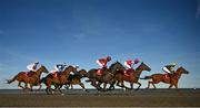 16 September 2024; Runners and riders during the Tote.ie Claiming Race at the Laytown Races in Laytown, Meath. Photo by Ramsey Cardy/Sportsfile