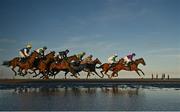 16 September 2024; Runners and riders during the ONEILLS.COM Handicap at the Laytown Races in Laytown, Meath. Photo by Ramsey Cardy/Sportsfile
