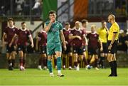 16 September 2024; Josh Honohan of Shamrock Rovers reacts after Galway United's first goal, scored from a penalty by Conor McCormack, during the SSE Airtricity Men's Premier Division match between Galway United and Shamrock Rovers at Eamonn Deacy Park in Galway. Photo by Piaras Ó Mídheach/Sportsfile