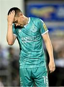 16 September 2024; Gary O'Neill of Shamrock Rovers reacts after Galway United were awarded a free kick during the SSE Airtricity Men's Premier Division match between Galway United and Shamrock Rovers at Eamonn Deacy Park in Galway. Photo by Piaras Ó Mídheach/Sportsfile