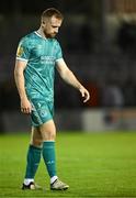 16 September 2024; Sean Hoare of Shamrock Rovers, who was substituted due to injury in the second half, leaves the pitch after his side's victory in the SSE Airtricity Men's Premier Division match between Galway United and Shamrock Rovers at Eamonn Deacy Park in Galway. Photo by Piaras Ó Mídheach/Sportsfile