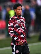 14 September 2024; Sean Robertson of Derry City before the Sports Direct Men's FAI Cup Quarter Final match between Derry City and Shelbourne at the The Ryan McBride Brandywell Stadium in Derry. Photo by Ben McShane/Sportsfile