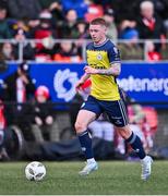 14 September 2024; Kameron Ledwidge of Shelbourne during the Sports Direct Men's FAI Cup Quarter Final match between Derry City and Shelbourne at the The Ryan McBride Brandywell Stadium in Derry. Photo by Ben McShane/Sportsfile