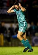 16 September 2024; Roberto Lopes of Shamrock Rovers reacts after a missed chance during the SSE Airtricity Men's Premier Division match between Galway United and Shamrock Rovers at Eamonn Deacy Park in Galway. Photo by Piaras Ó Mídheach/Sportsfile